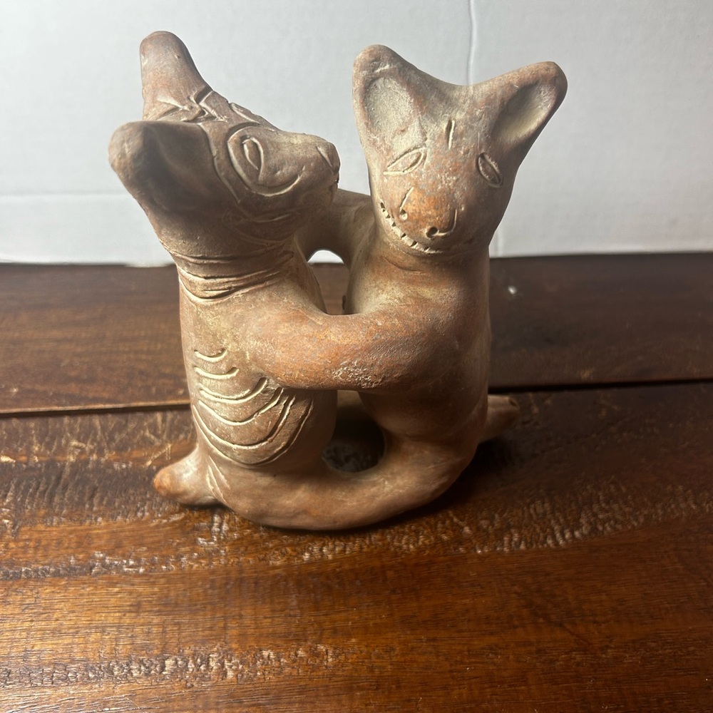 Collectible FolkArt Red Clay Mexican Dancing Dogs